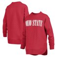 thumbnail image 1 of Women's Pressbox Scarlet Ohio State Buckeyes Quilted Long Sleeve Pullover Sweatshirt, 1 of 3