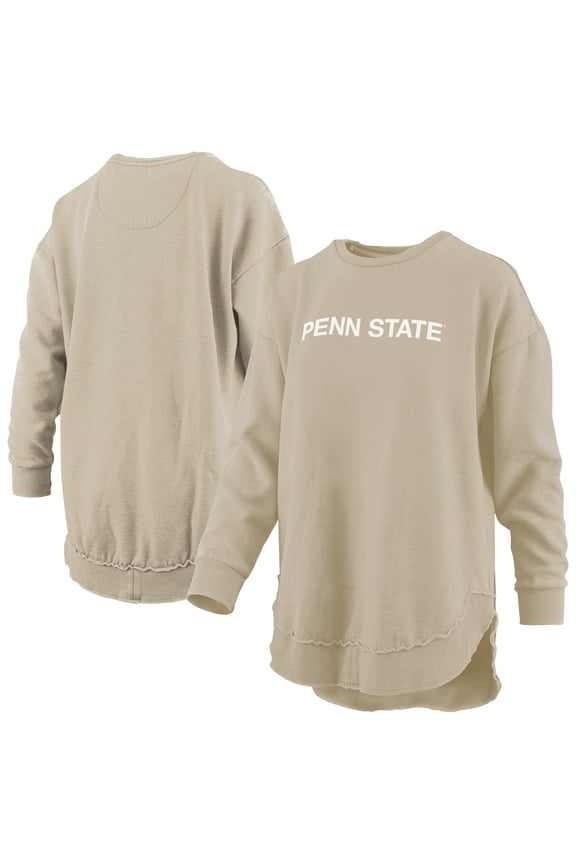 Women's Pressbox Tan Penn State Nittany Lions Poncho Fleece Pullover Sweatshirt