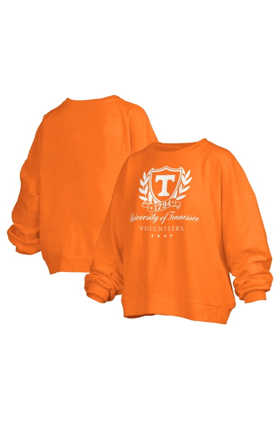 Women's Pressbox Tennessee Orange Tennessee Volunteers Big Aug Script Janice Oversized Pullover Sweatshirt