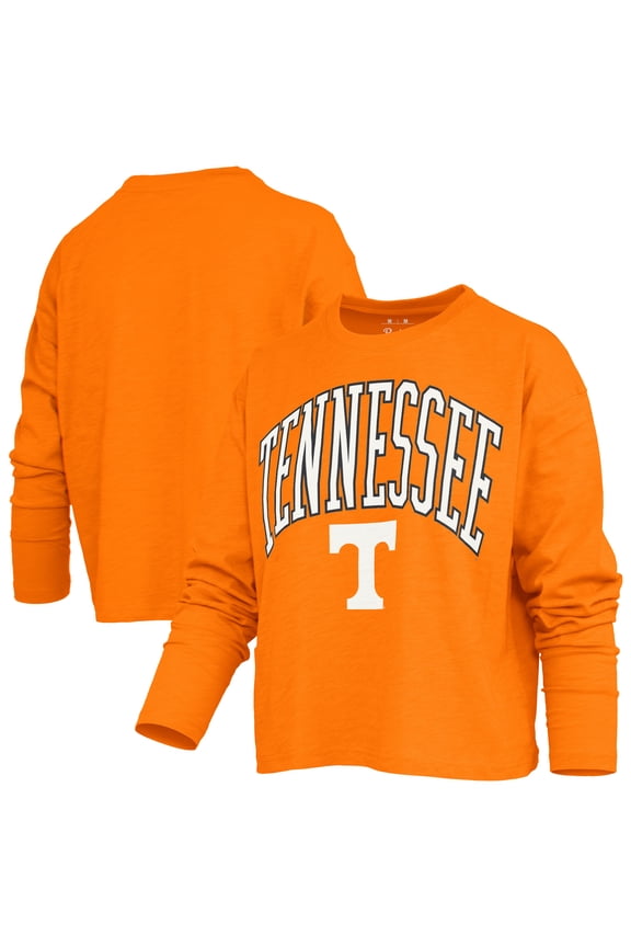 Women's Pressbox Tennessee Orange Tennessee Volunteers Motley Boxy Waist-Length Long Sleeve T-Shirt