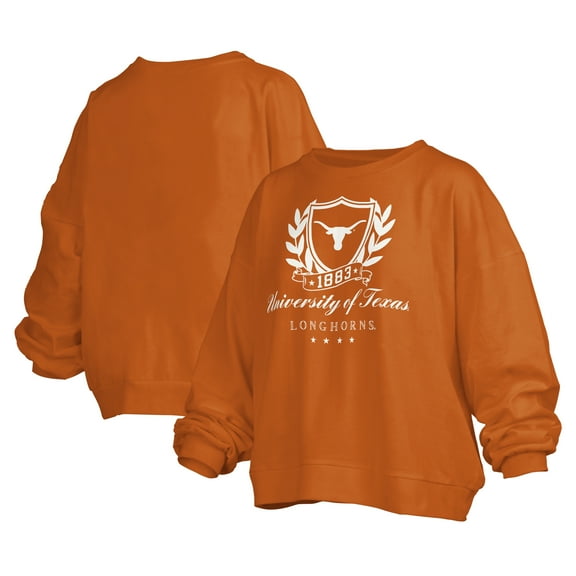 Women's Pressbox Texas Orange Texas Longhorns Big Aug Script Janice Oversized Pullover Sweatshirt