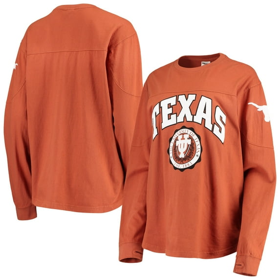 Women's Pressbox Burnt Orange Texas Longhorns Edith Long Sleeve Oversized Top