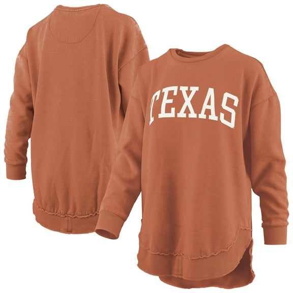 Women's Pressbox  Texas Orange Texas Longhorns Melange Poncho Vintage Fleece Long Sleeve Pullover Sweatshirt
