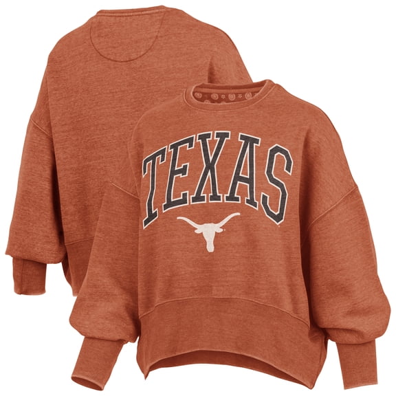 Women's Pressbox Texas Orange Texas Longhorns Oversized Waist-Length Crewneck Sweatshirt