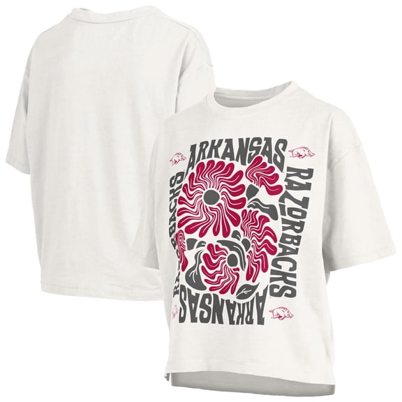 Women's Pressbox White Arkansas Razorbacks Elena Oversized Slub T-Shirt