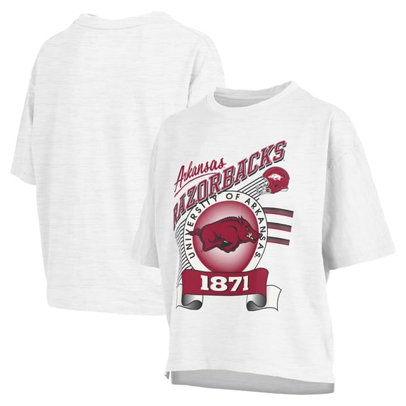 Women's Pressbox White Arkansas Razorbacks Rock & Roll Slub-T-Shirt