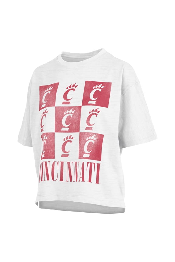 Women's Pressbox White Cincinnati Bearcats Motley Crew Andy Waist Length Oversized T-Shirt