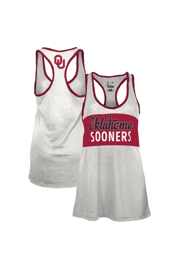 Women's Pressbox White/Crimson Oklahoma Sooners Tracy Racerback Burnout Tank Top
