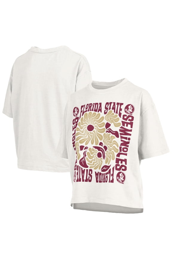 Women's Pressbox  White Florida State Seminoles Elena Oversized Slub T-Shirt