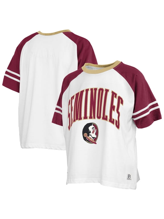 Women's Pressbox White Florida State Seminoles Sky Colorblock Slub T-Shirt