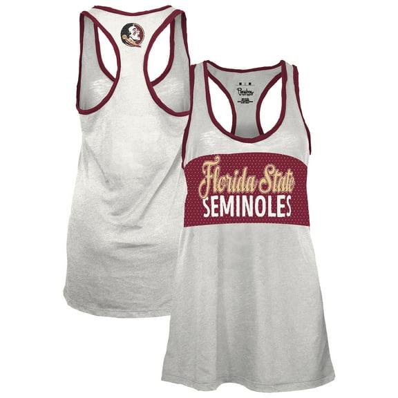 Women's Pressbox White/Garnet Florida State Seminoles Tracy Racerback Burnout Tank Top