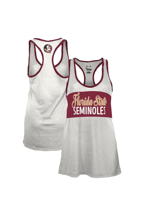 Women's Pressbox White/Garnet Florida State Seminoles Tracy Racerback Burnout Tank Top