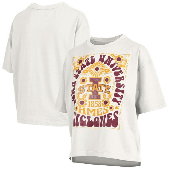 Women's Pressbox White Iowa State Cyclones Harmony Oversized Slub T-Shirt