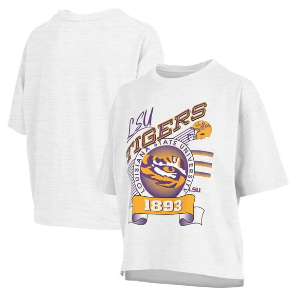 Women's Pressbox White LSU Tigers Rock & Roll Slub-T-Shirt