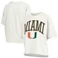 thumbnail image 1 of Women's Pressbox White Miami Hurricanes Nelson Arch Over Logo Waist Length Oversized Slub T-Shirt, 1 of 3