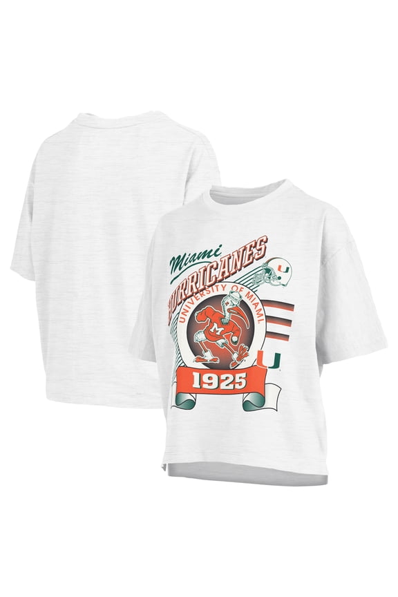 Women's Pressbox White Miami Hurricanes Rock & Roll Slub-T-Shirt