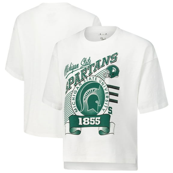 Women's Pressbox White Michigan State Spartans Rock & Roll Slub-T-Shirt