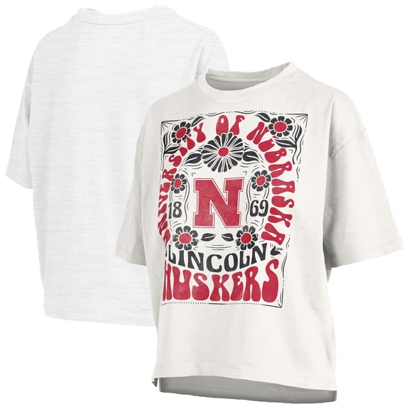 Women's Pressbox White Nebraska Huskers Harmony Oversized T-Shirt