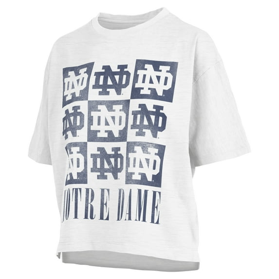 Women's Pressbox White Notre Dame Fighting Irish Motley Crew Andy Waist Length Oversized T-Shirt