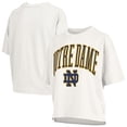 thumbnail image 1 of Women's Pressbox White Notre Dame Fighting Irish Nelson Arch Over Logo Waist Length Oversized Slub T-Shirt, 1 of 3