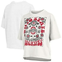 Women's Pressbox White Ohio State Buckeyes Harmony Oversized Slub T-Shirt