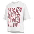 thumbnail image 1 of Women's Pressbox White Oklahoma Sooners Motley Crew Andy Waist Length Oversized T-Shirt, 1 of 1
