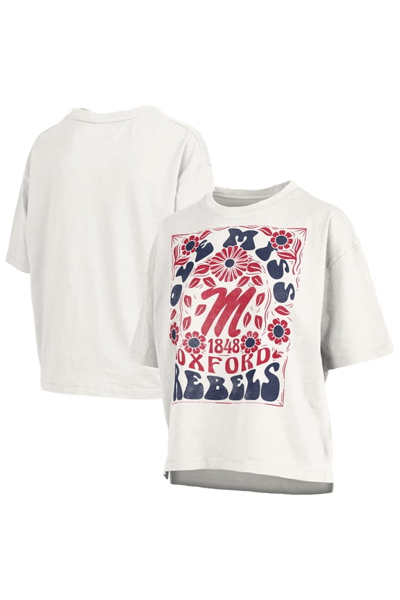 Women's Pressbox White Ole Miss Rebels Harmony Oversized Slub T-Shirt