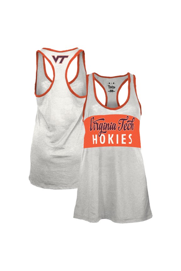 Women's Pressbox White/Orange Virginia Tech Hokies Tracy Racerback Burnout Tank Top