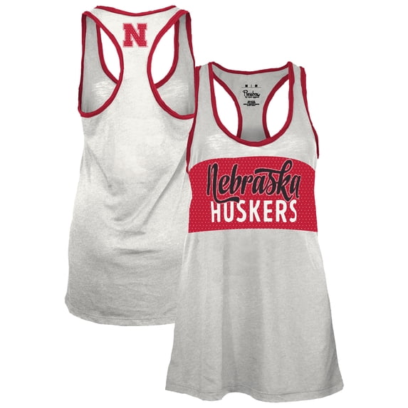 Women's Pressbox White/Scarlet Nebraska Huskers Tracy Racerback Burnout Tank Top