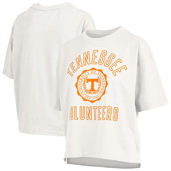 Women's Pressbox White Tennessee Volunteers Motley Crew Bishop Waist Length Oversized Slub T-Shirt