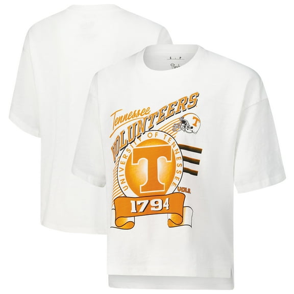 Women's Pressbox White Tennessee Volunteers Rock & Roll Slub-T-Shirt