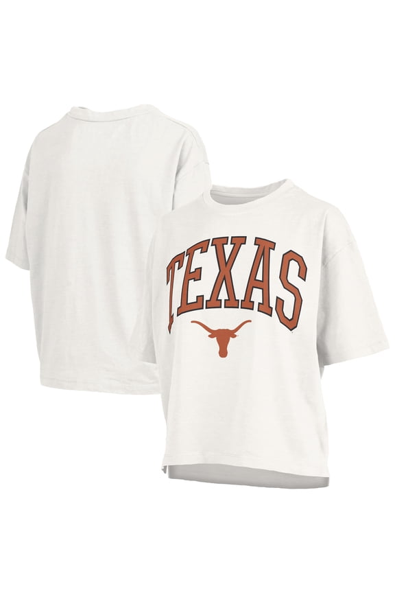Women's Pressbox White Texas Longhorns Plus Size Nelson Motley Crew Oversized Slub T-Shirt