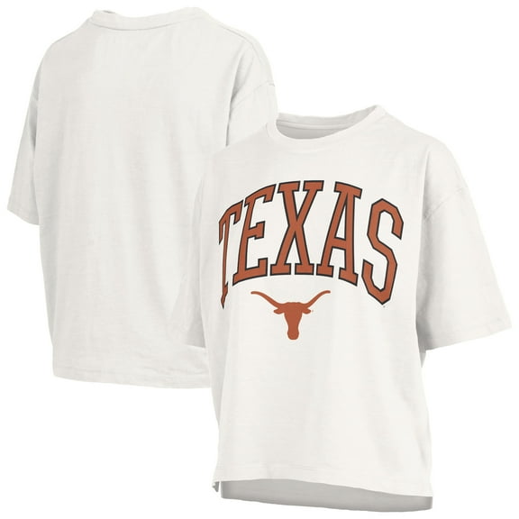 Women's Pressbox White Texas Longhorns Nelson Arch Over Logo Waist Length Oversized Slub T-Shirt