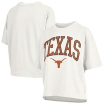 Women's Pressbox White Texas Longhorns Nelson Arch Over Logo Waist Length Oversized Slub T-Shirt