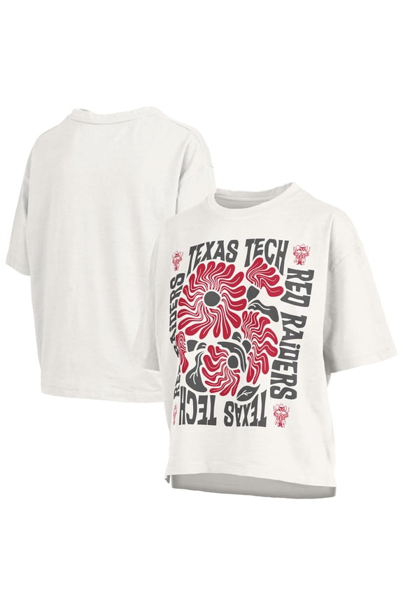 Women's Pressbox  White Texas Tech Red Raiders Elena Oversized Slub T-Shirt