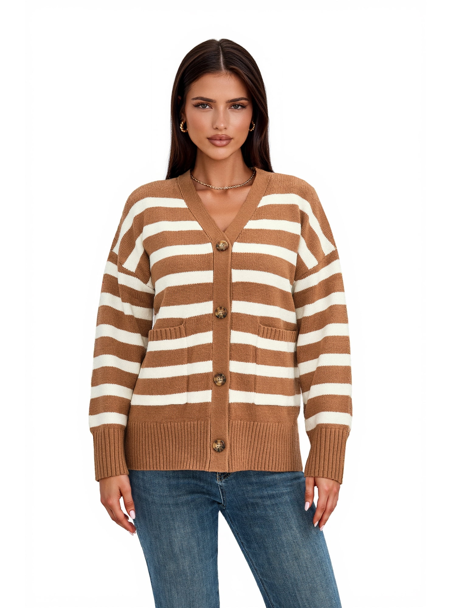 Women’s Pretty Garden COLOR BLOCK CARDIGAN - BUTTON CARDIGAN