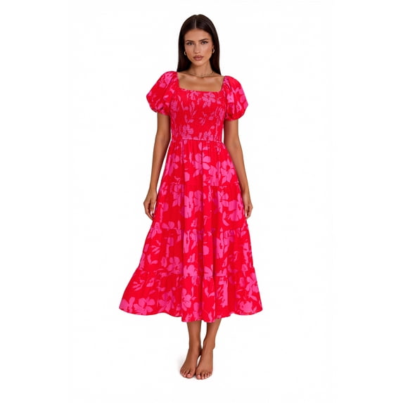 Women’s Pretty Garden CROSS HALTER MIDI DRESS - MIDI DRESS