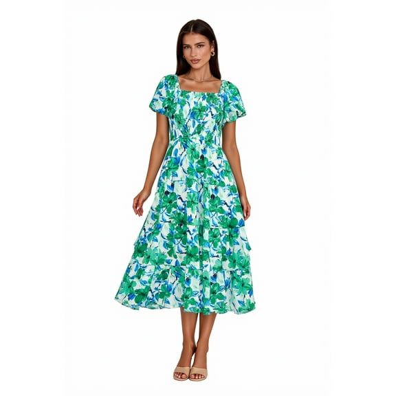 Women’s Pretty Garden CROSS HALTER MIDI DRESS - MIDI DRESS