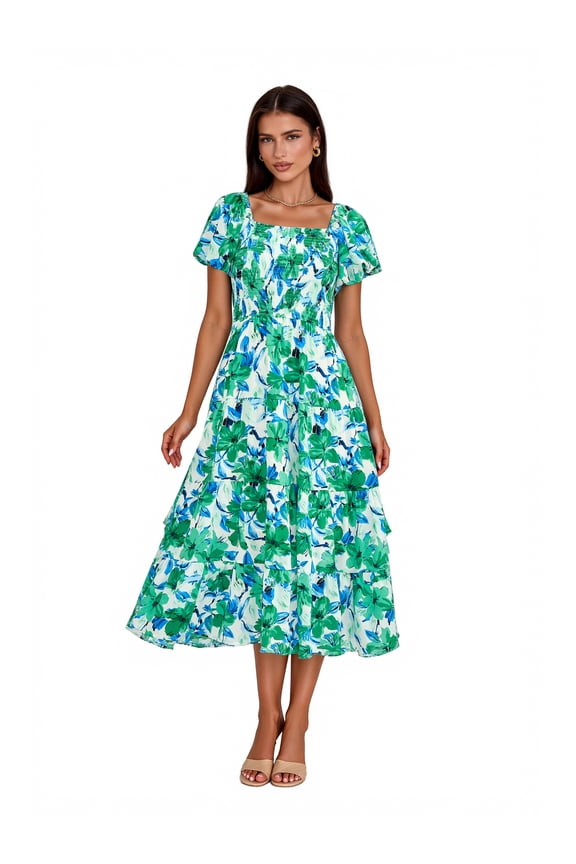 Women’s Pretty Garden CROSS HALTER MIDI DRESS - MIDI DRESS