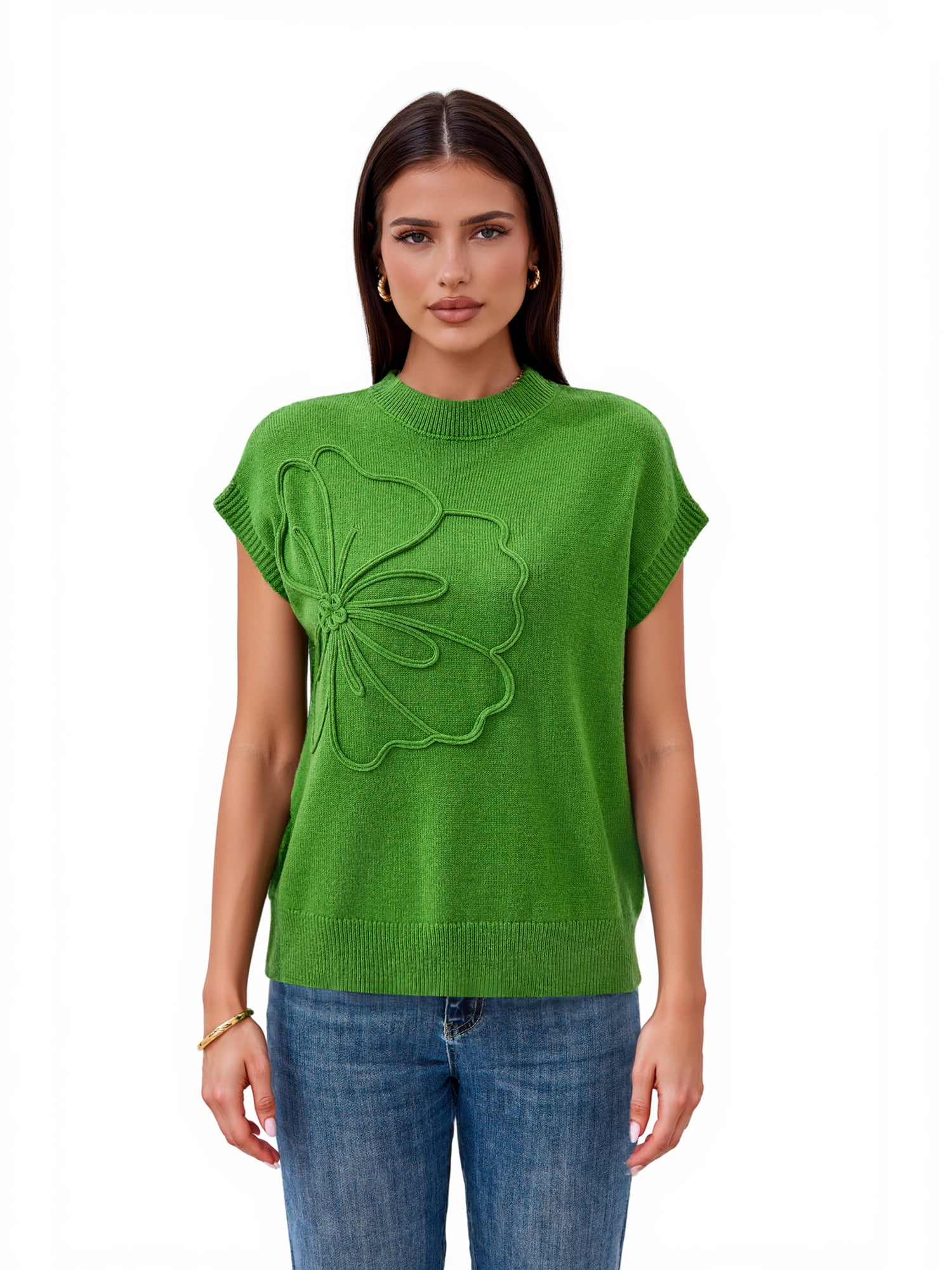 PRETTY GARDEN Women's Flower Mockneck Sweater, Sizes S-XXL