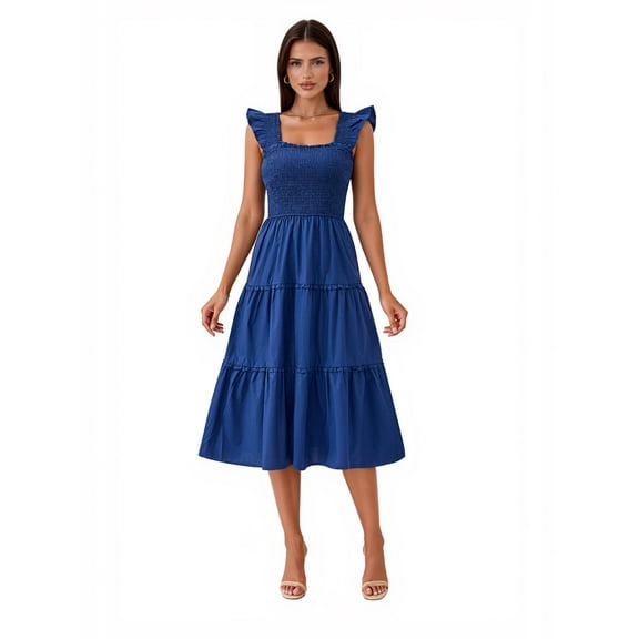 PRETTYGARDEN Women's Midi Flutter Sleeve Dress, Sizes S-XXL