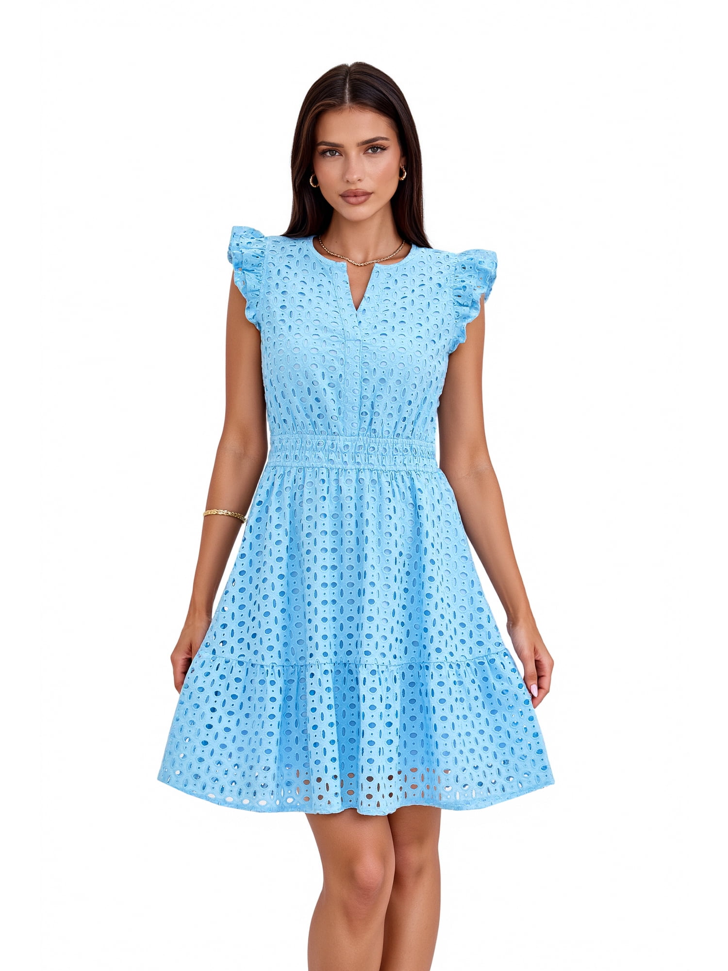 Women’s Pretty Garden LS VNEK BTN FRNT MINI DRSS - MINI CAP SLEEVE DRESS