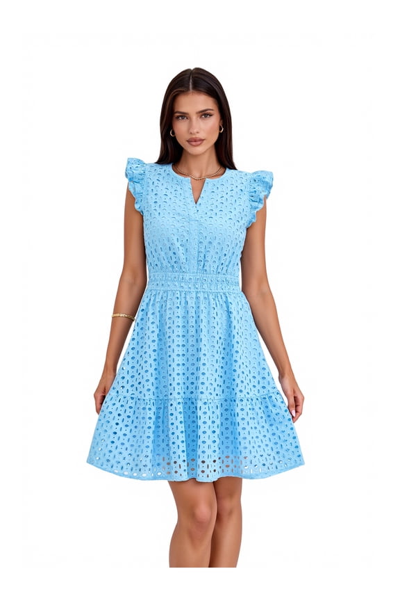 Women’s Pretty Garden LS VNEK BTN FRNT MINI DRSS - MINI CAP SLEEVE DRESS