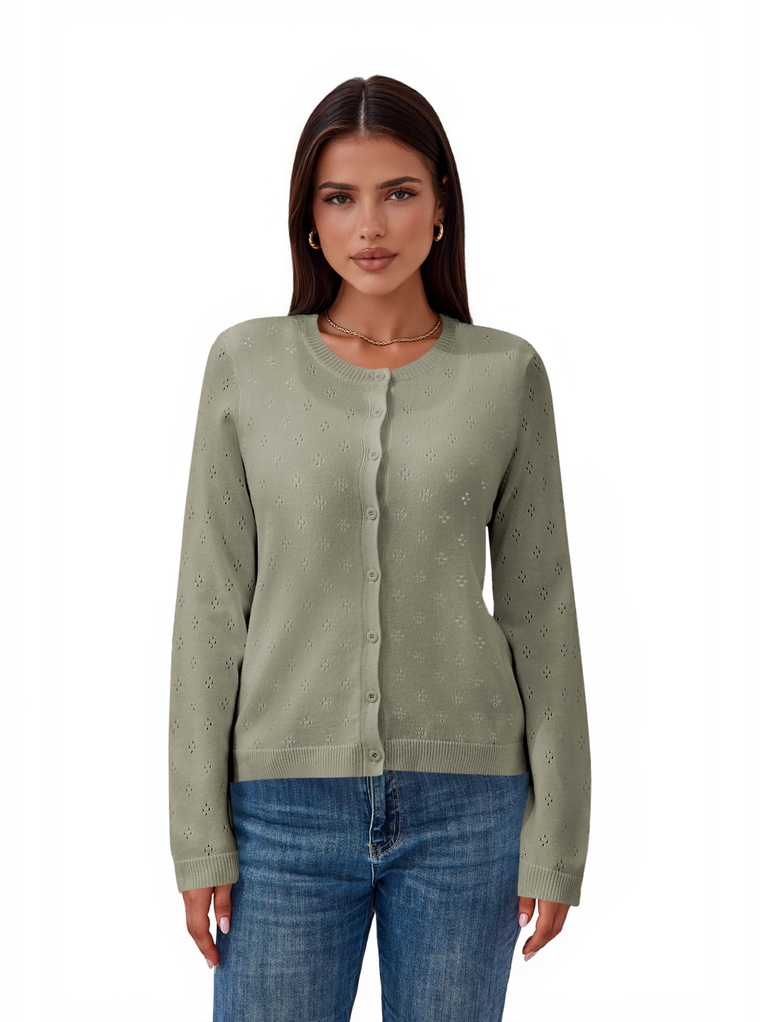 PRETTY GARDEN Women's Pointelle Cardigan, Sizes S-XXL