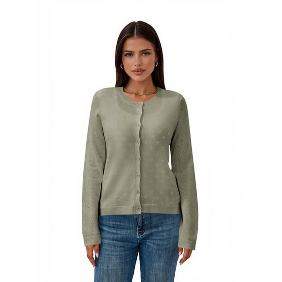PRETTY GARDEN Women's Pointelle Cardigan, Sizes S-XXL