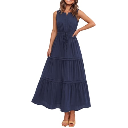 PRETTYGARDEN Pretty Garden Women's Short Sleeve Maxi Cap Sleeve Dress, Sizes S-XXL