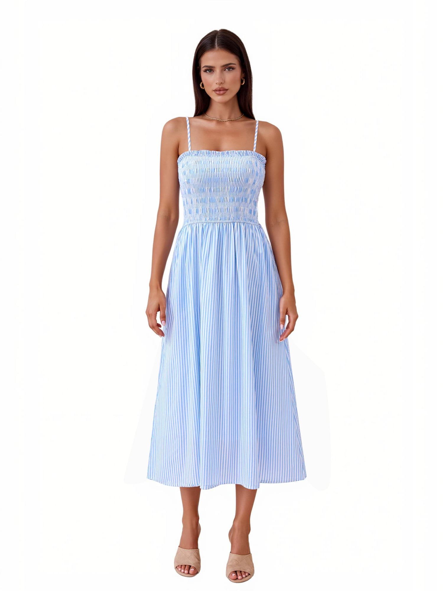 PRETTYGARDEN Women's Maxi Striped Dress, Sizes S-XXL