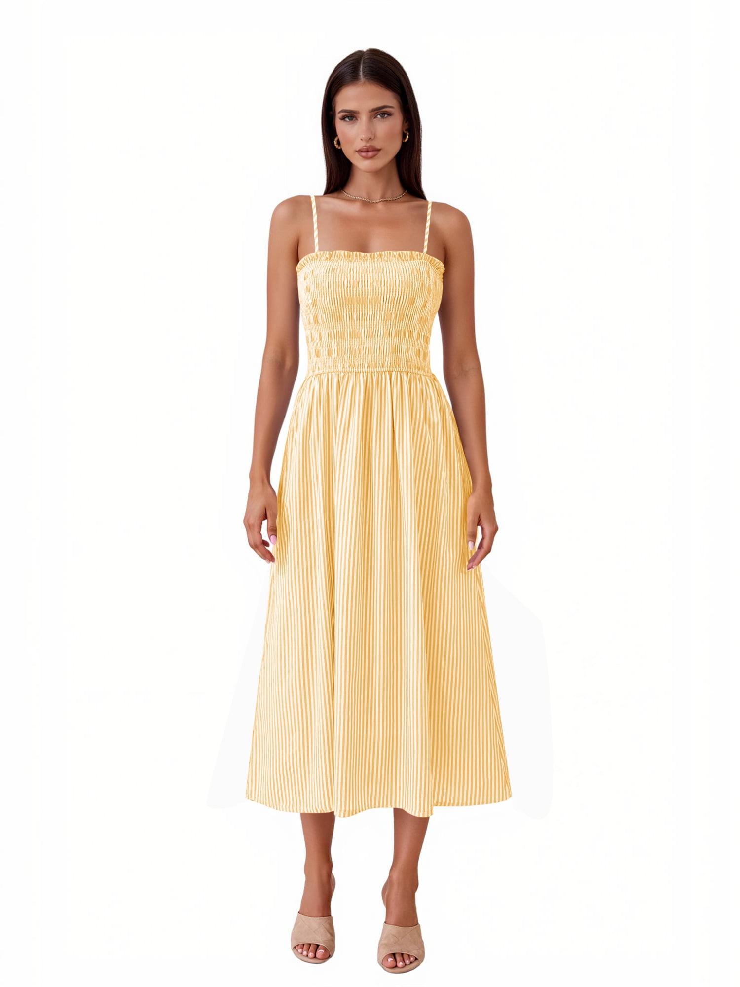 PRETTYGARDEN Women's Maxi Striped Dress, Sizes S-XXL