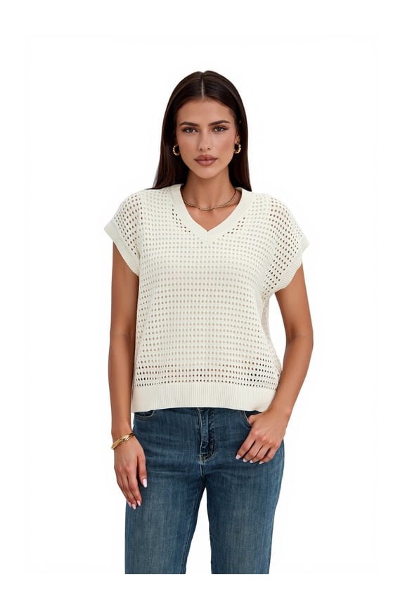 Women's Sleeveless V Neck Sweater, Sizes S-XXL