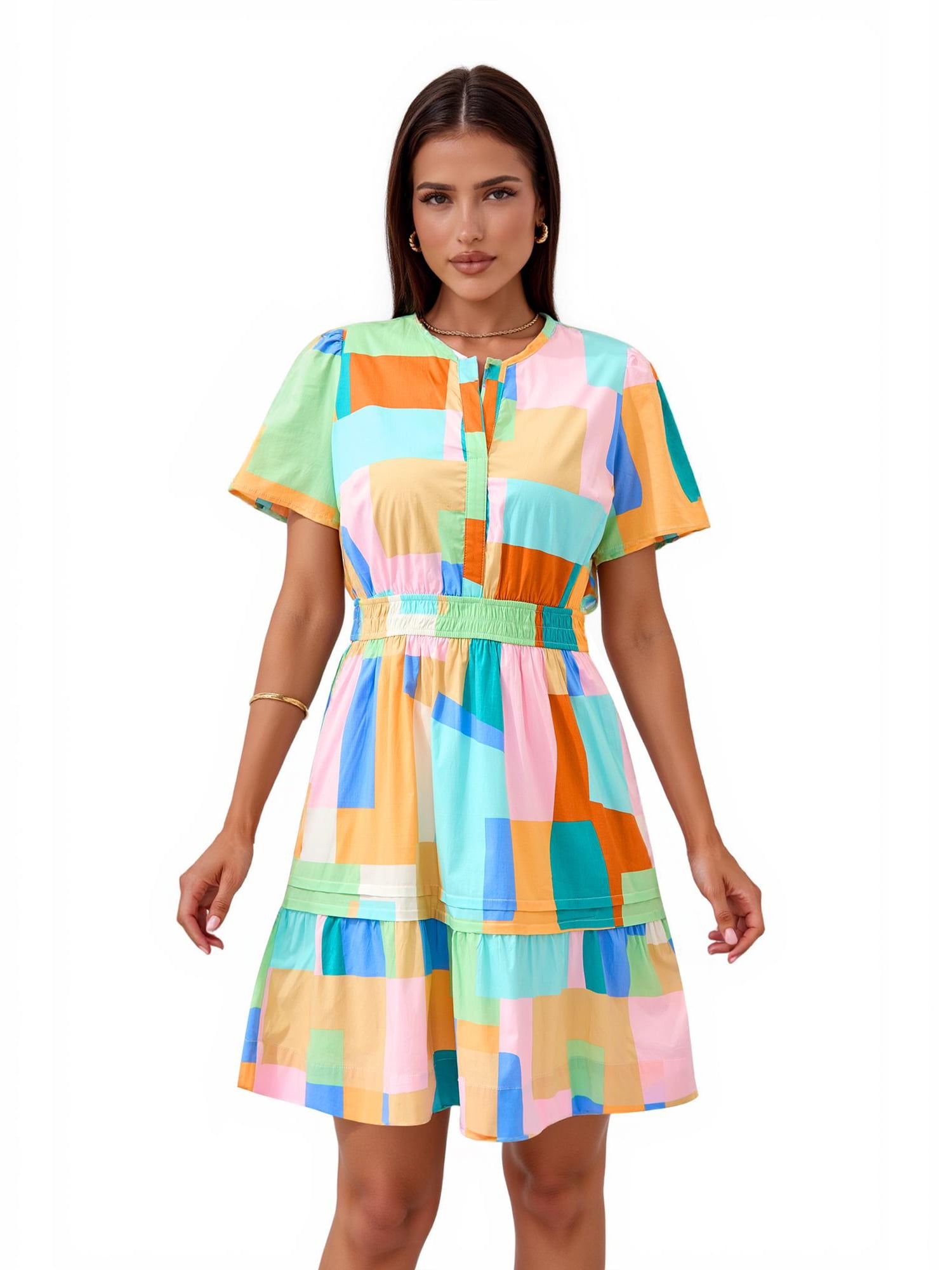 Women's V-Neck Mini Dress, Sizes S-XXL
